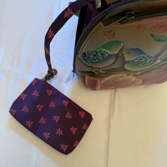 Anuschka handpainted backpack purse Blissful Bird design EUC